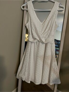 As U Wish White Eyelet Twist-Front Mini Dress
